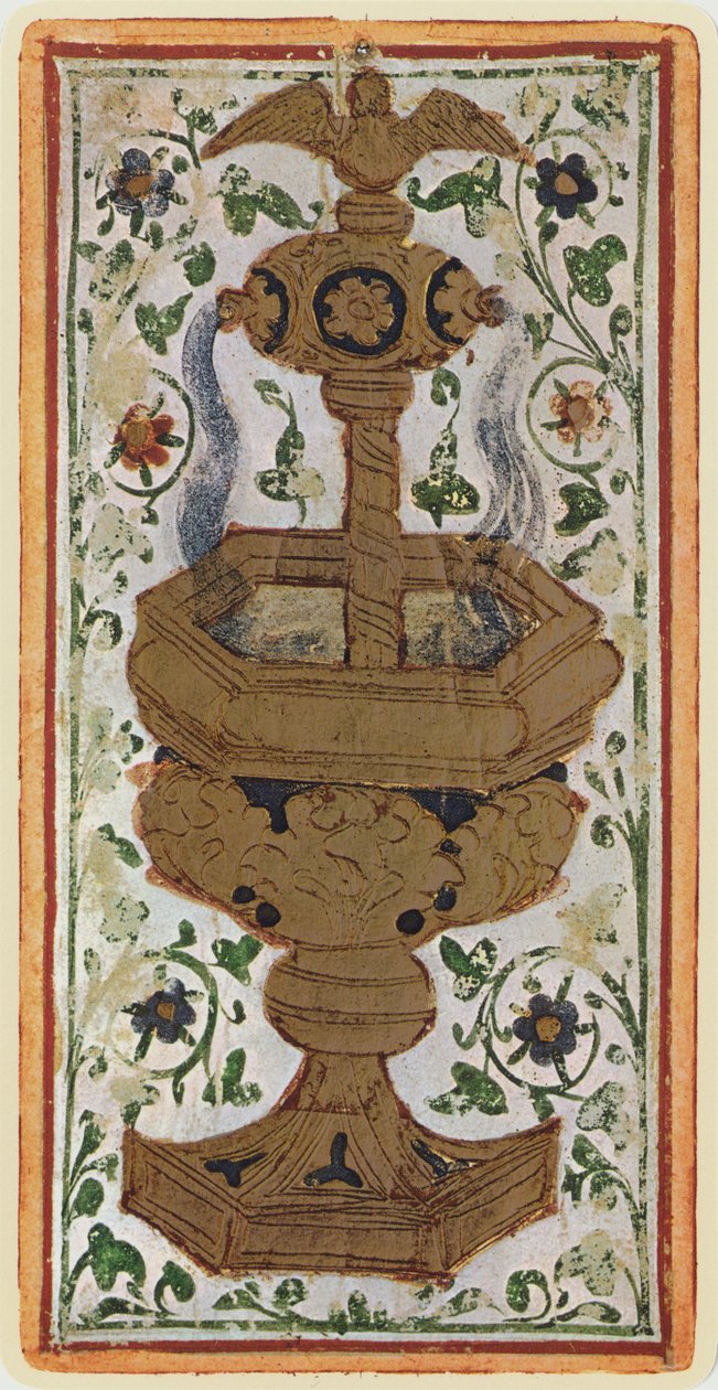 O Ás de Copas, fac-símile de uma carta de tarô do baralho &39;Visconti&39;, 1441-47 de Bonifacio Bembo