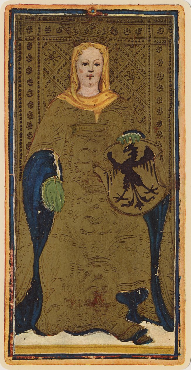 A Imperatriz, fascinante de uma carta de tarô do convés "Visconti", 1441-47 de Bonifacio Bembo