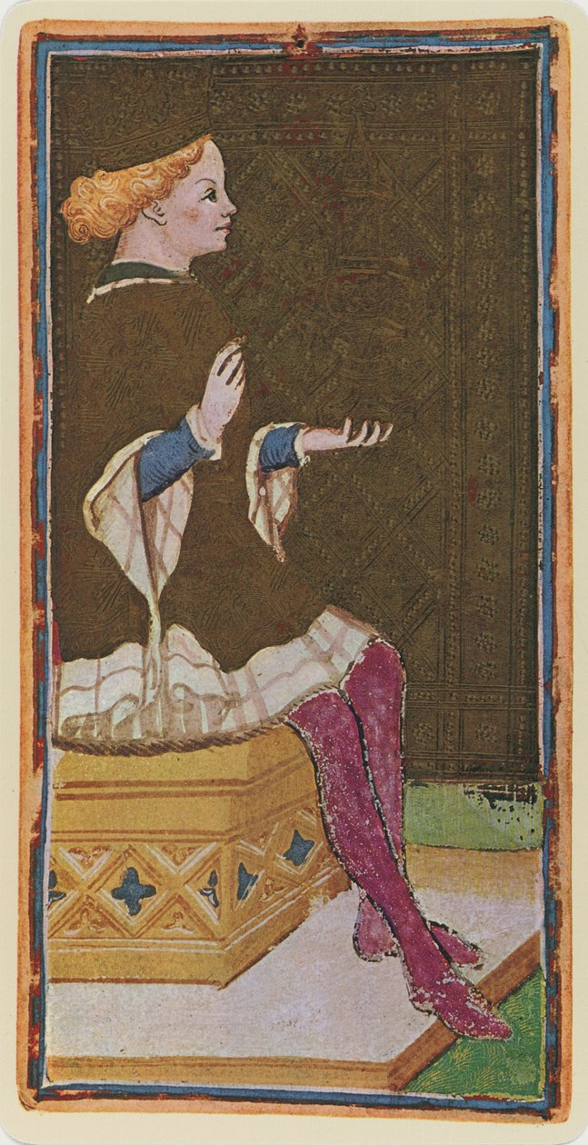O Rei das Taças, fac-símile de uma carta de tarô do convés "Visconti", 1441-47 de Bonifacio Bembo