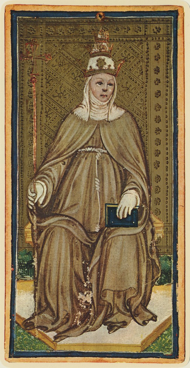 A Popess, fascimile de uma carta de tarot do convés &39;Visconti&39;, 1441-47 de Bonifacio Bembo