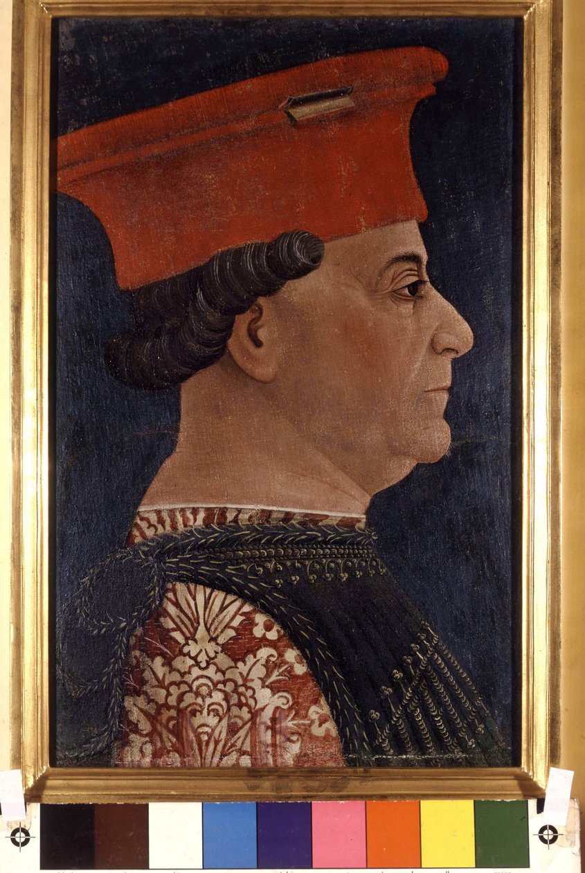 Retrato de Francesco Sforza (1401 - 1466) de Bonifacio Bembo por volta de 1470. Pinacoteca di Brera, Milão. de Bonifacio Bembo