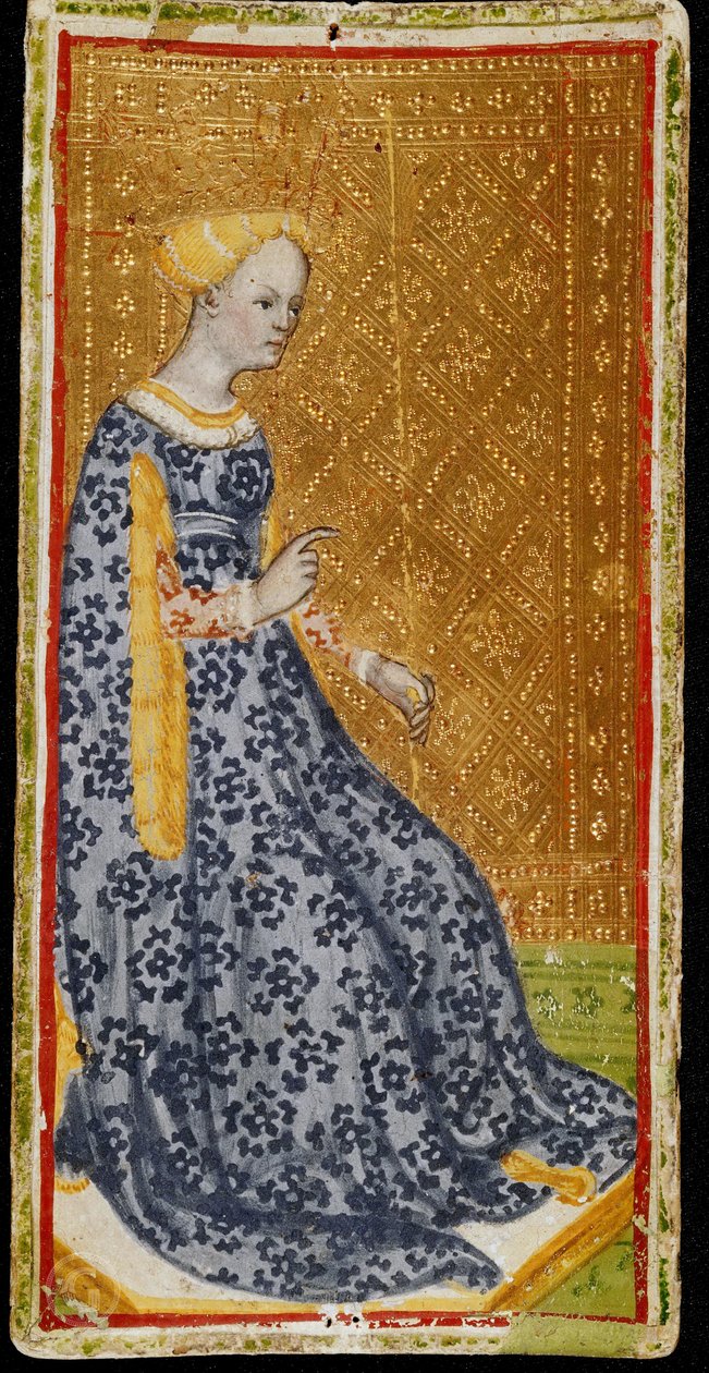 Rainha de Wands. Carta de Tarot, 1441-1444. de Bonifacio Bembo