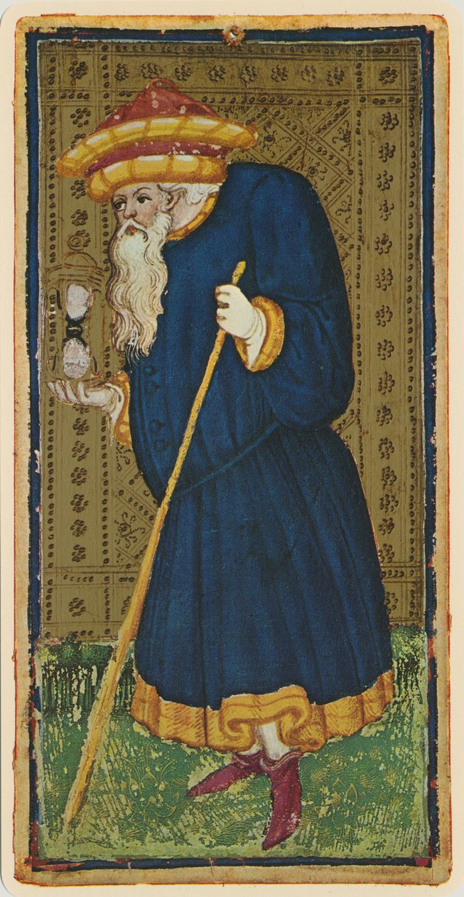 O Eremita, fascínio de uma carta de tarô do convés "Visconti", 1441-47 de Bonifacio Bembo