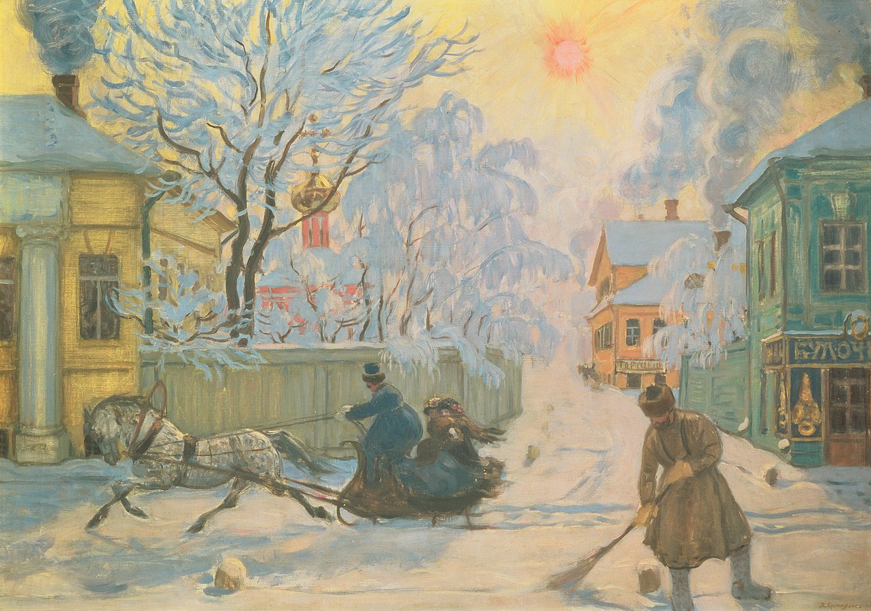 Manhã gelada de Boris Mikhailovich Kustodiev