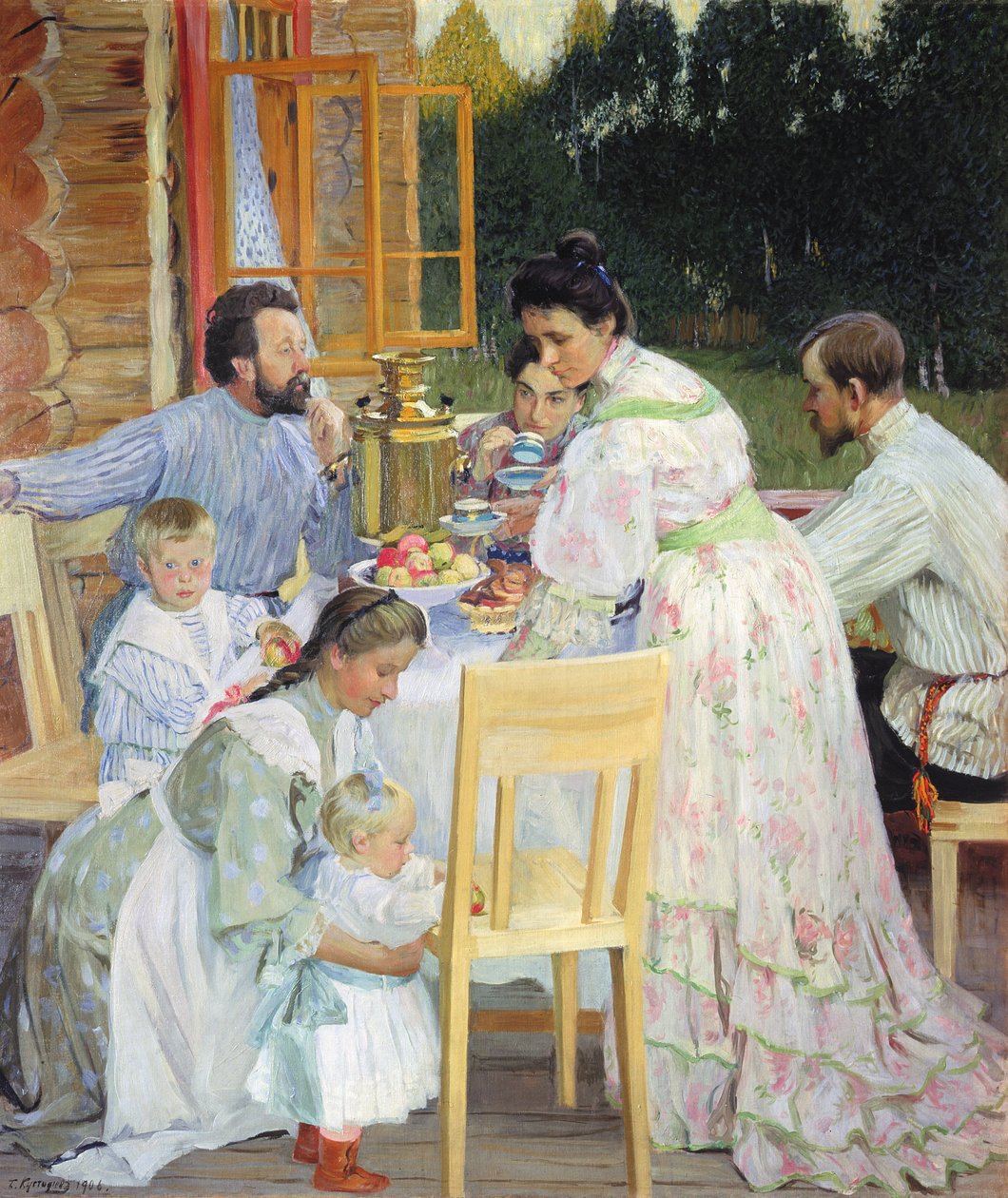 No terraço, 1906 de Boris Mikhailovich Kustodiev