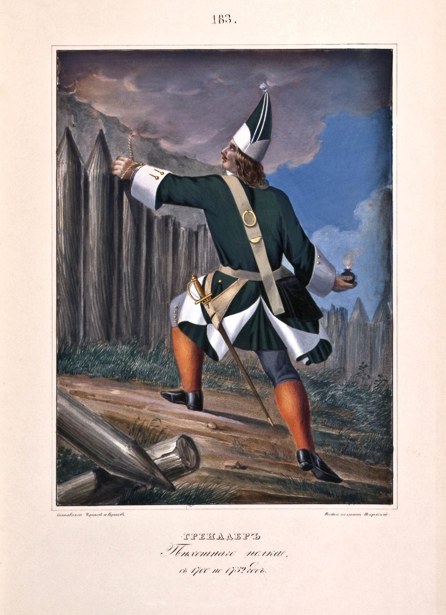 Granadeiro do Regimento de Infantaria em 1700-1732, 1841 de Boris Artemyevich Chorikov