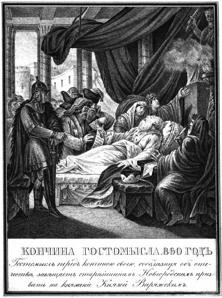 A morte de Gostomysl, 860 de Karamzin ilustrado, 1836 de Boris Artemyevich Chorikov