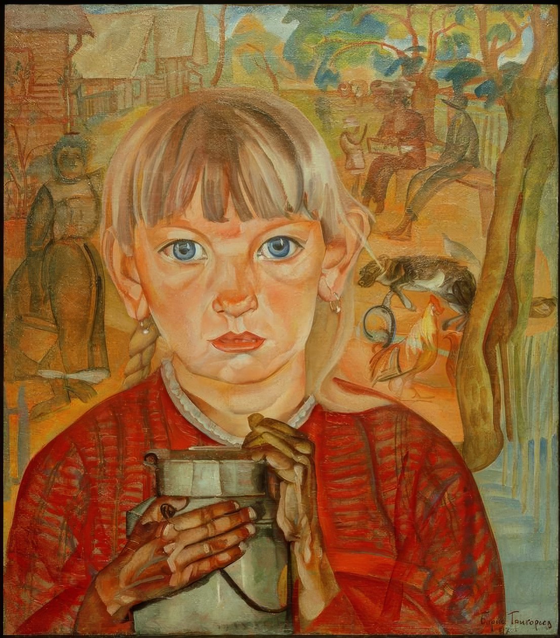 Menina com jarro de leite de Boris D. Grigorjew