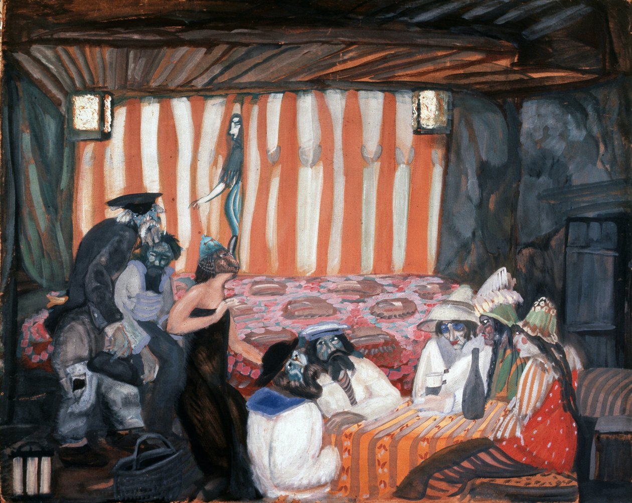 Pintura "Cabaret" de Boris Grigoriev (1886-1939) 1918 Colecção privada de Boris Dmitrievich Grigoriev