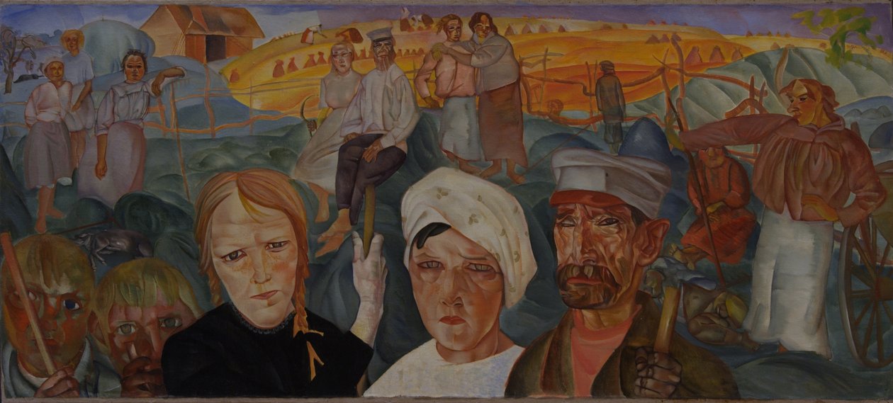 Camponeses da série Faces of Russia, 1917 de Boris Dmitrievich Grigoriev