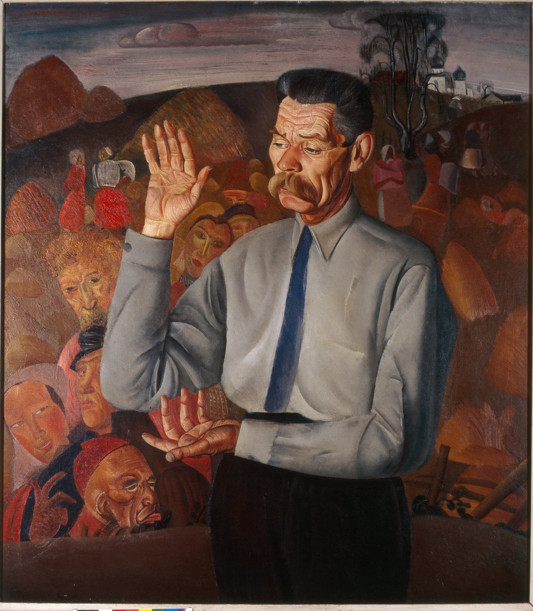 Retrato do escritor Maxim Gorky (1868-1939) - Pintura de Boris Dmitryevich Grigoriev (1886-1939), óleo sobre tela de Boris Dmitrievich Grigoriev