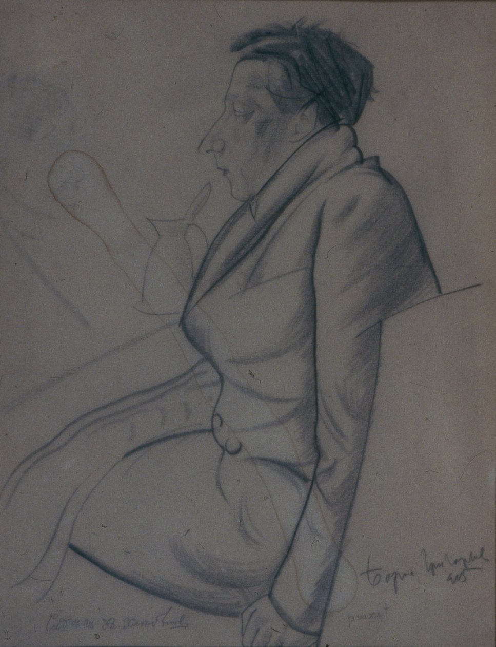 Retrato do poeta Velimir Khlebnikov 1885-1922, 1915 de Boris Dmitrievich Grigoriev