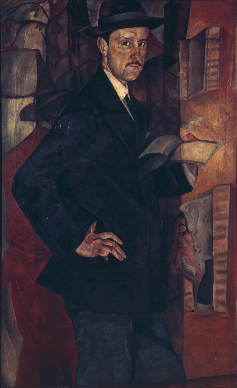 Retrato do artista Mstislav Dobuzhinsky 1875-1957, 1917 de Boris Dmitrievich Grigoriev