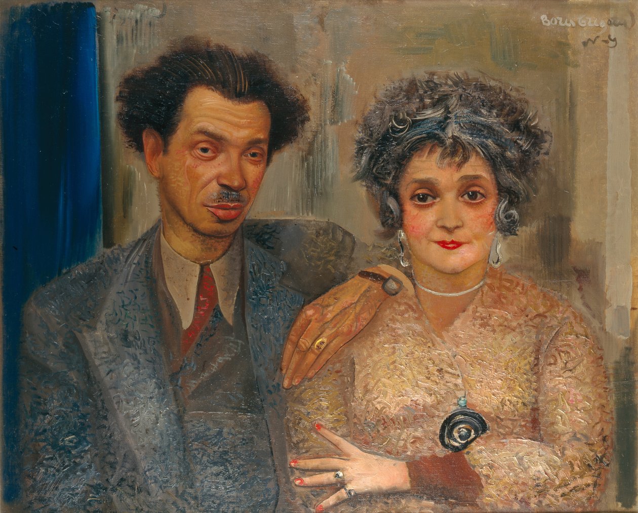 Retrato do artista Nikiolai Remizov 1887-1975 com sua esposa, Entre 1926 e 1933 de Boris Dmitrievich Grigoriev