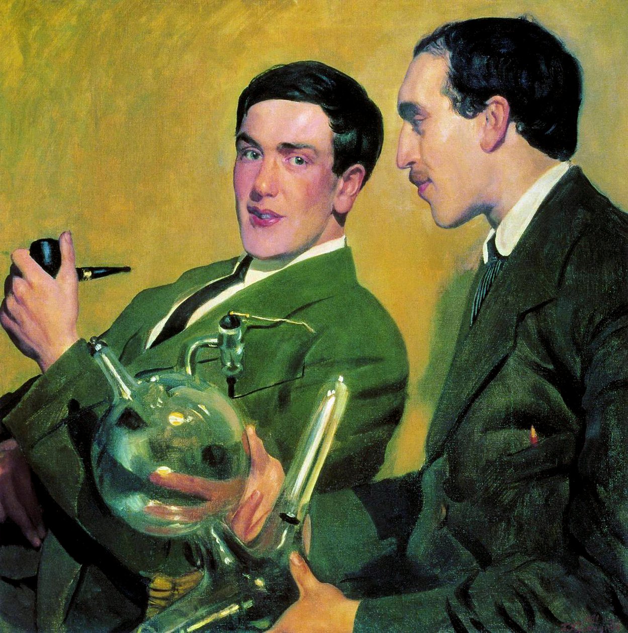 Os físicos Pyotr Kapitsa 1894-1984 e Nikolay Semyonov 1896-1986, 1921. de Boris Mikhailovich Kustodiev