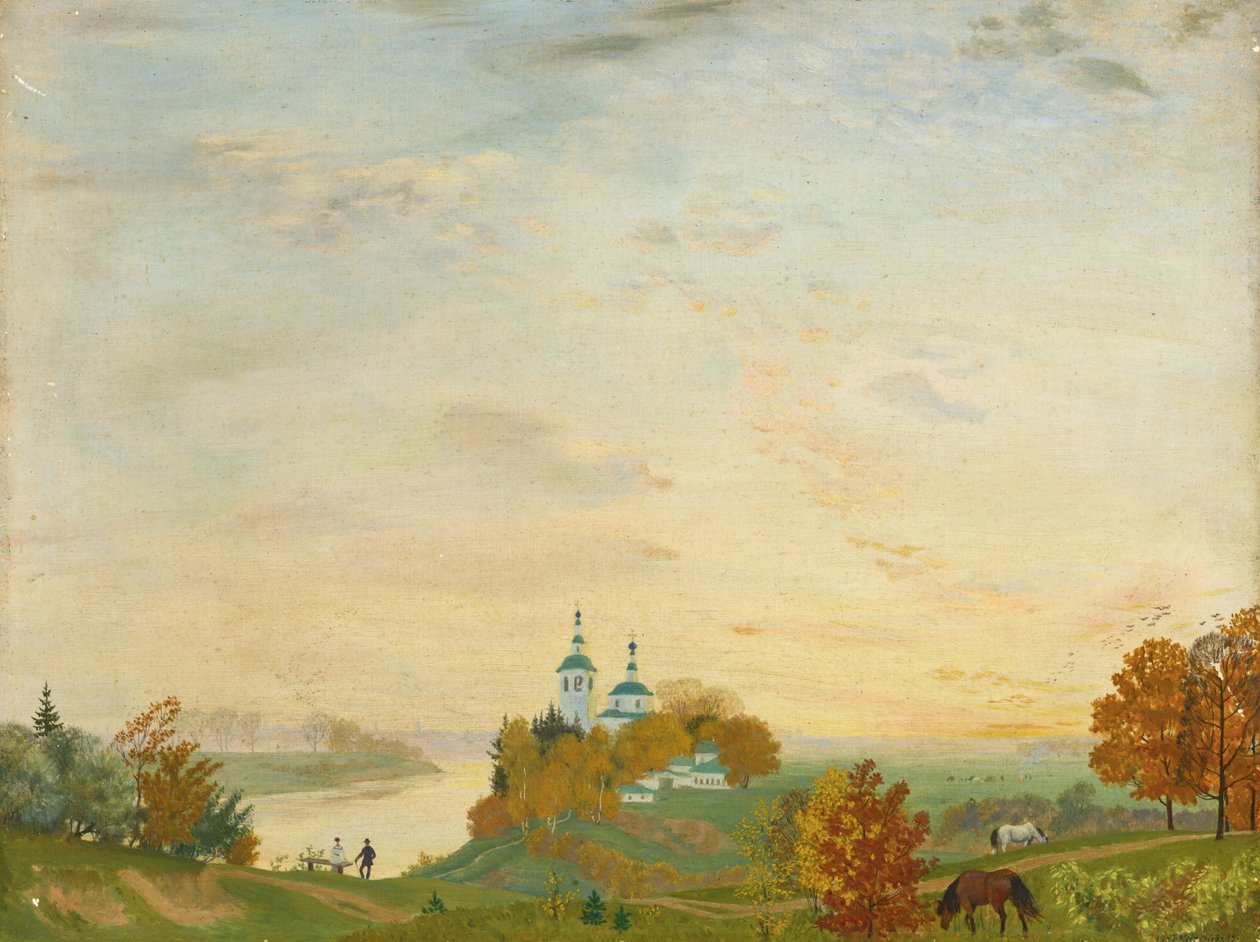 Acima do rio, outono de 1919 de Boris Mikhailovich Kustodiev