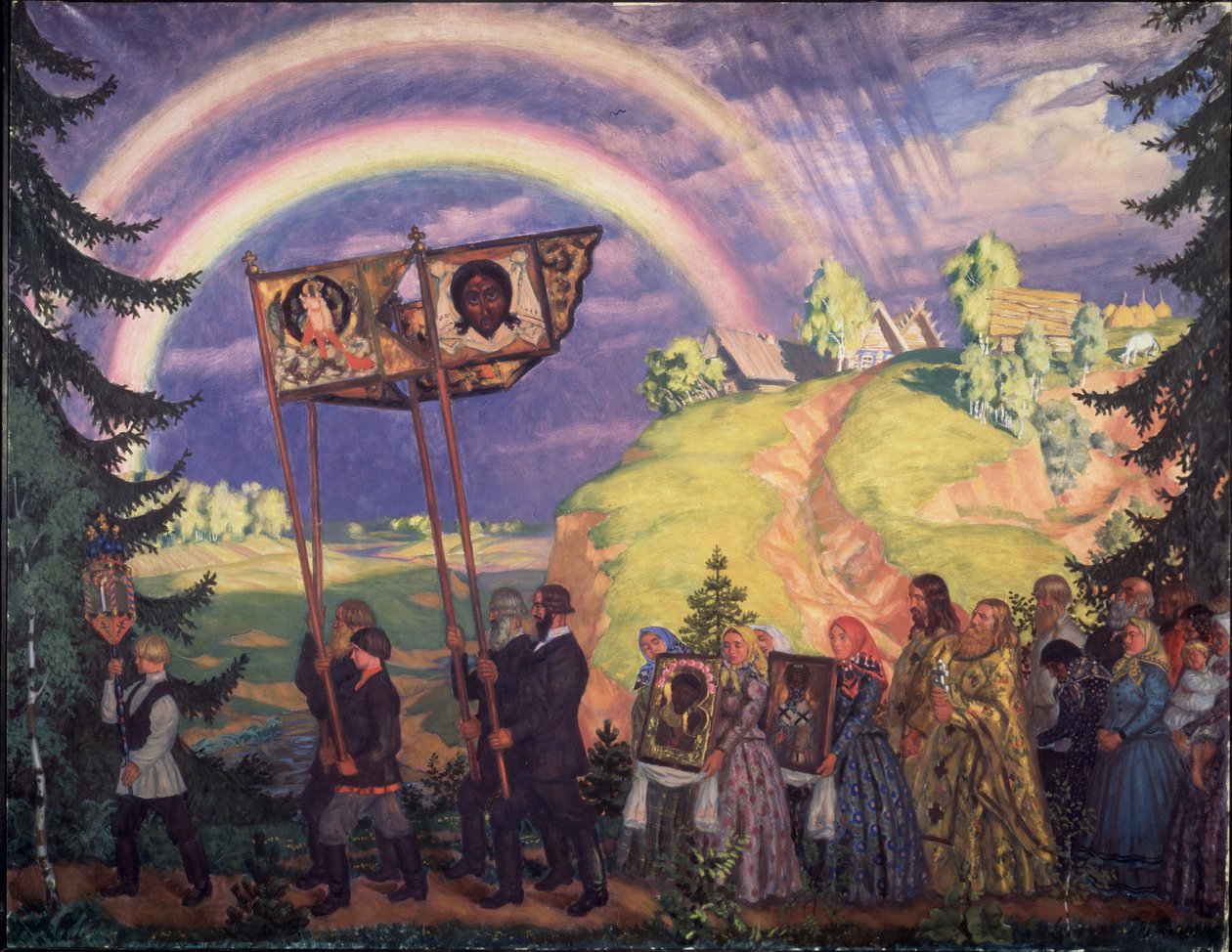 Procissão da Páscoa, 1915 de Boris Mikhailovich Kustodiev