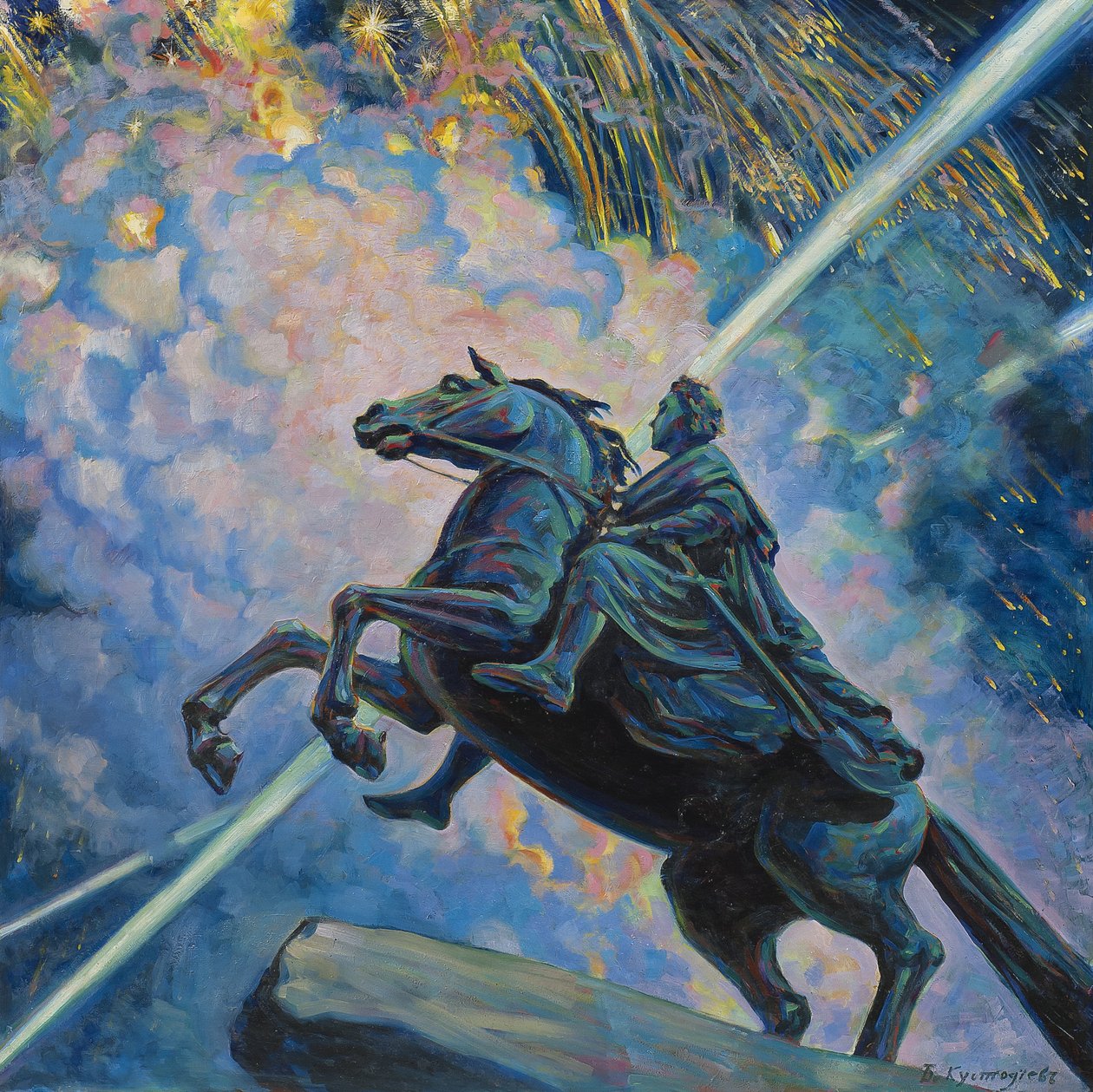 Fogos de artifício. O Cavaleiro de Bronze de Boris Mikhailovich Kustodiev