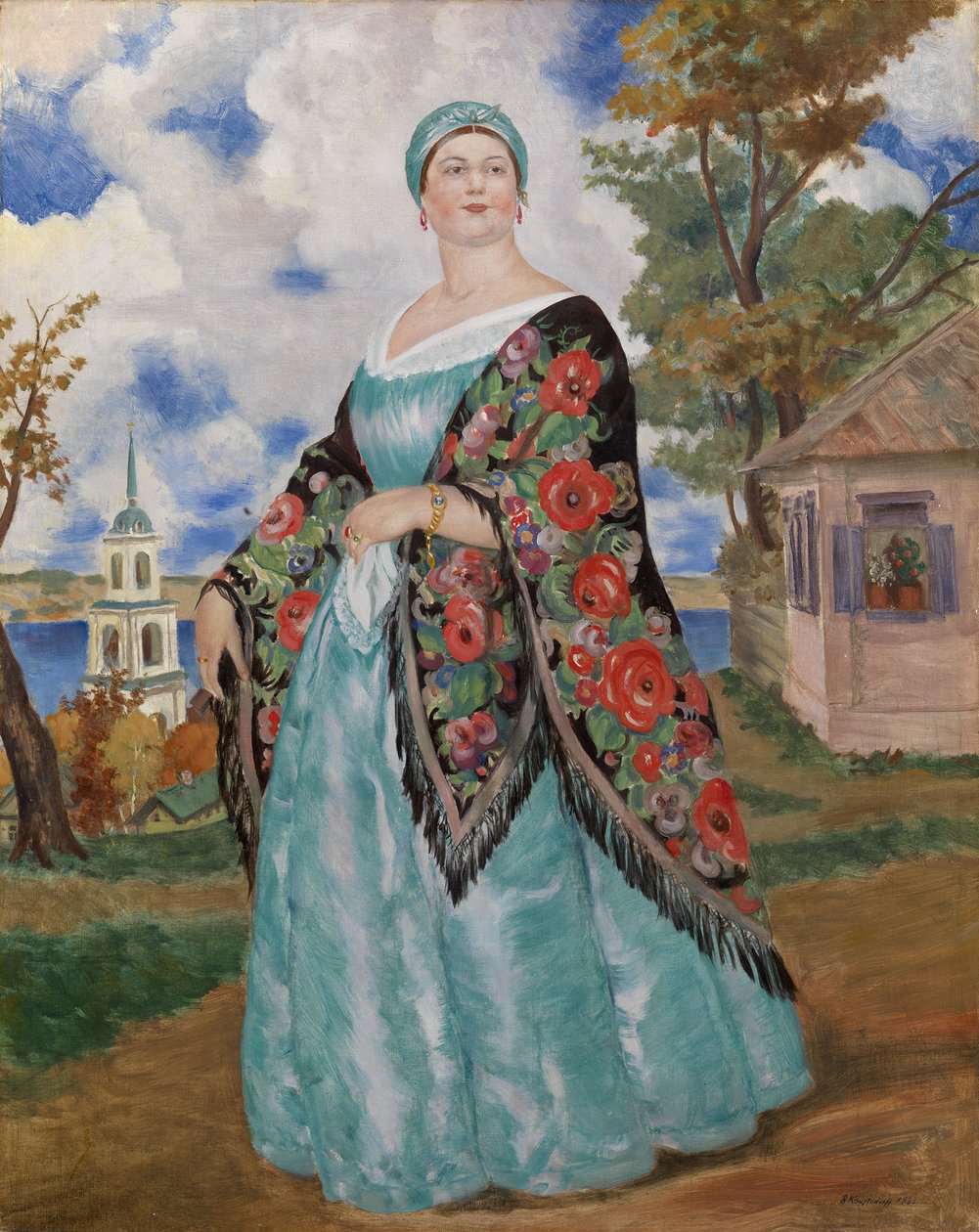 Esposa de comerciantes, 1923 de Boris Mikhailovich Kustodiev
