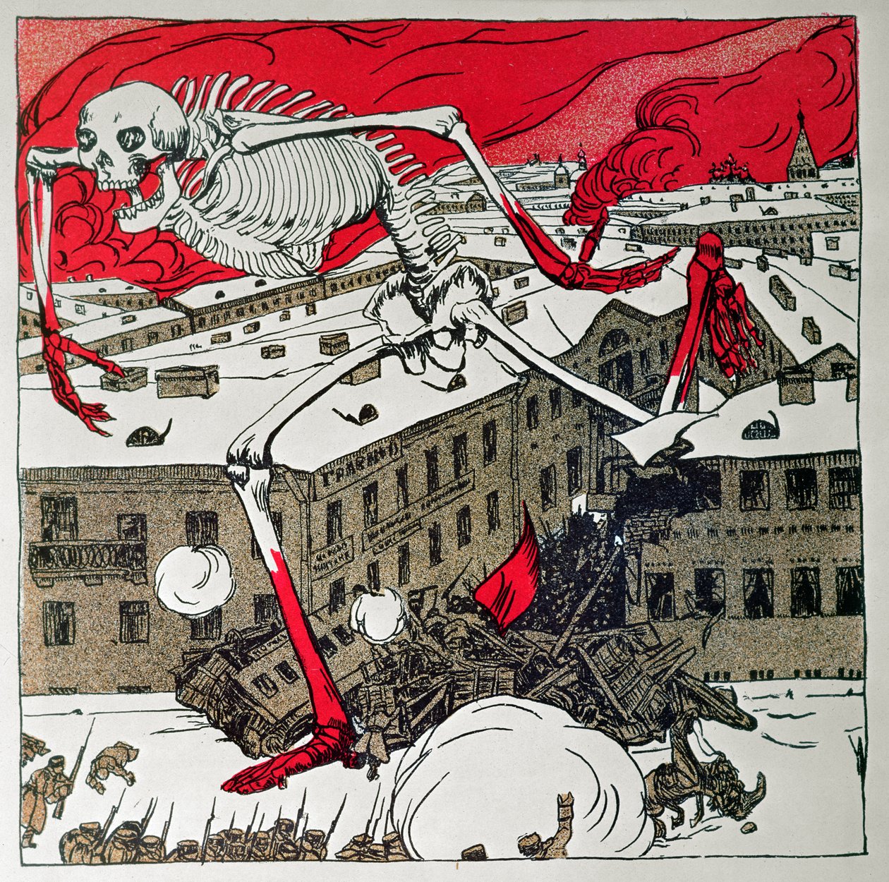 Cartaz dos revolucionários de São Petersburgo de Boris Mikhailovich Kustodiev