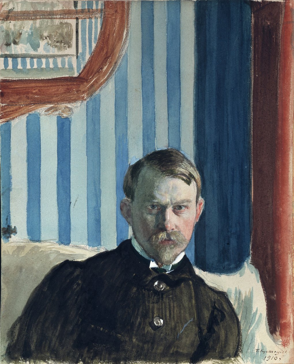 Auto-retrato, 1910 de Boris Mikhailovich Kustodiev