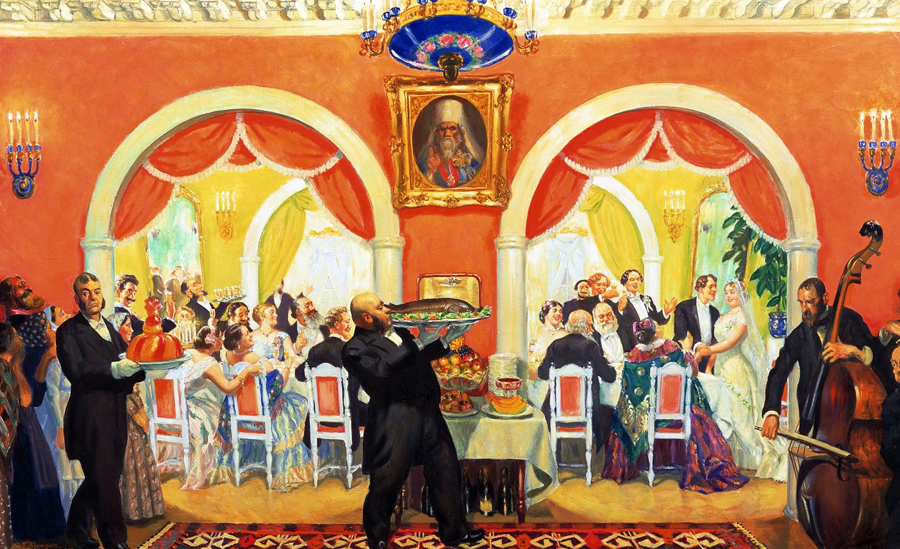 Festa de casamento de Boris Mikhailovich Kustodiev