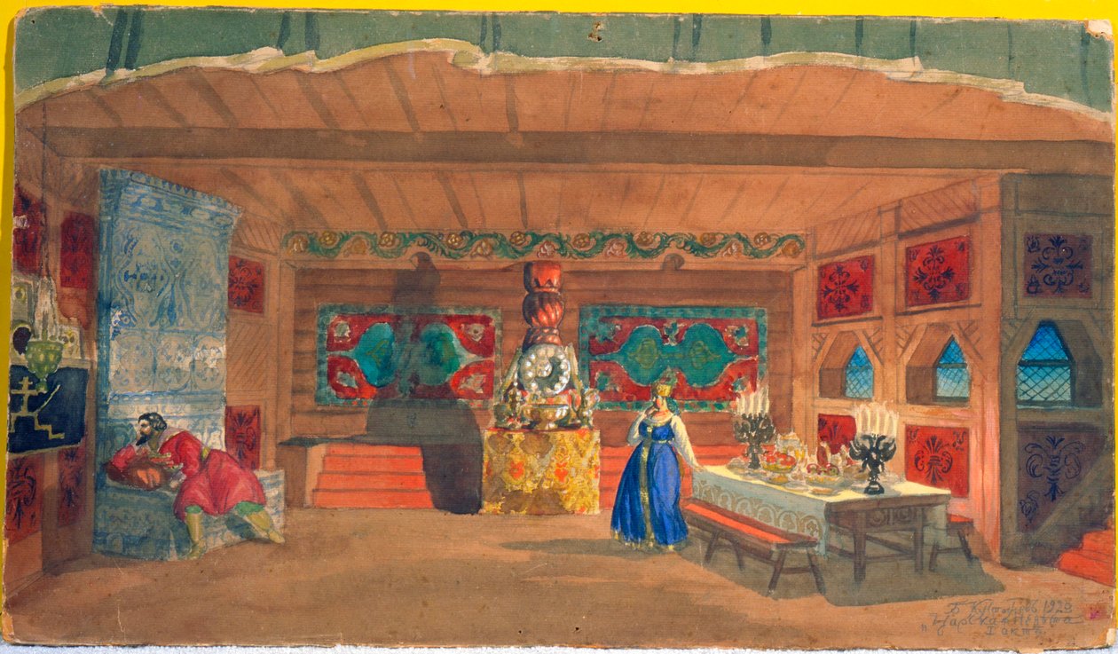 Cenografia da ópera The Tsars Bride, de Nikolai Rimsky-Korsakov, 1920 de Boris Mikhailovich Kustodiev