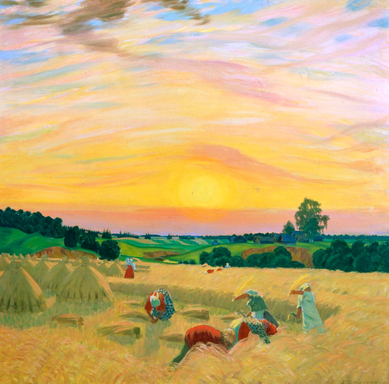 A colheita, 1914. de Boris Mikhailovich Kustodiev