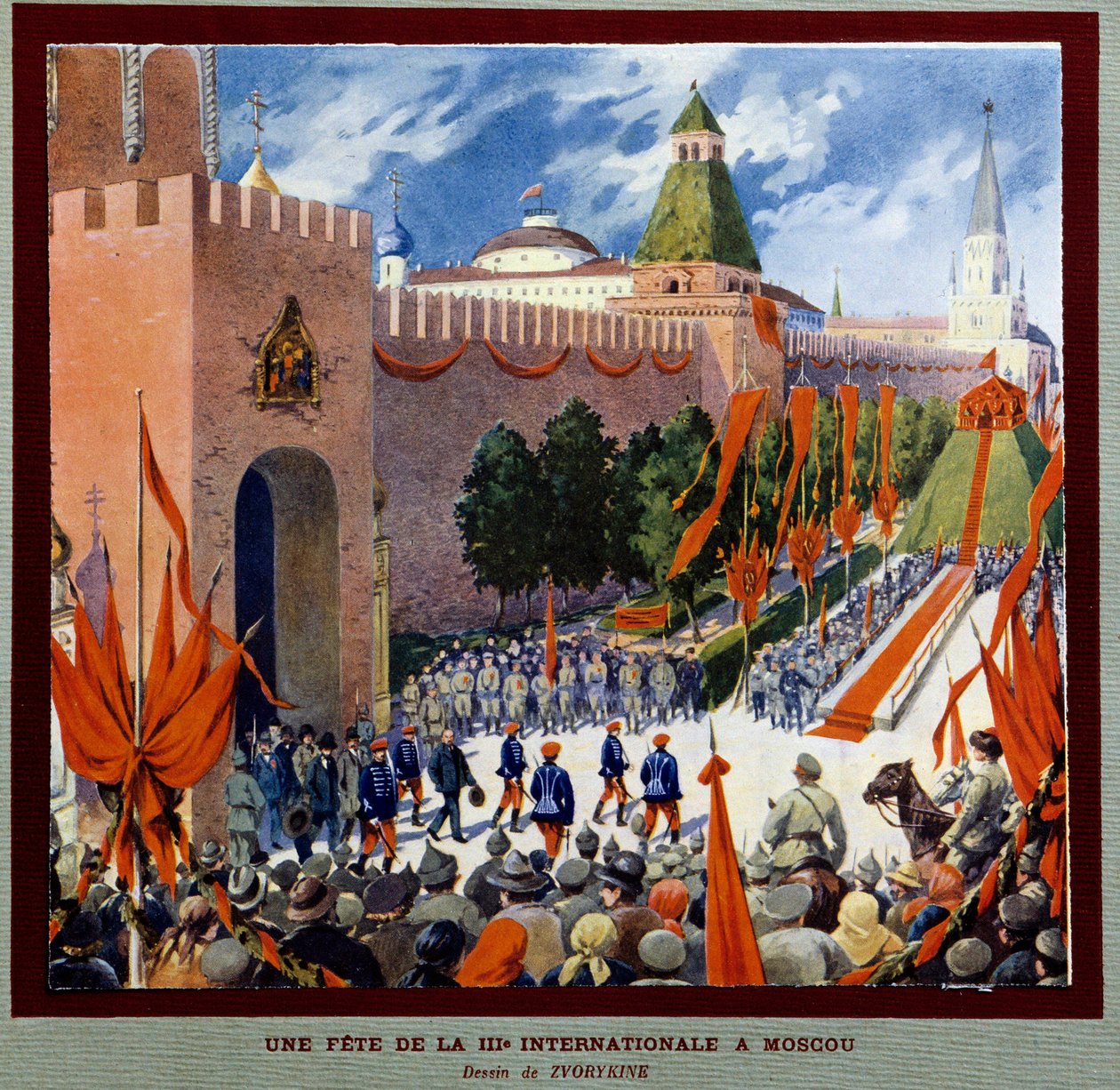 Uma celebração da Terceira Internacional em Moscou A Terceira Internacional (ou Komintern ou Internacional Comunista) foi fundada em 2/03/1919. Desenho de Boris Zvorykin (1872-1935). Instituto de História Social, Montreuil de Boris Vasilievich Zvorykin