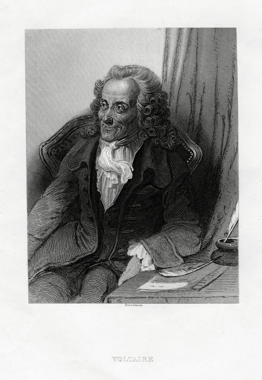 Voltaire, escritor do Iluminismo francês, ensaísta, deísta e filósofo, 1884 de Bosselman