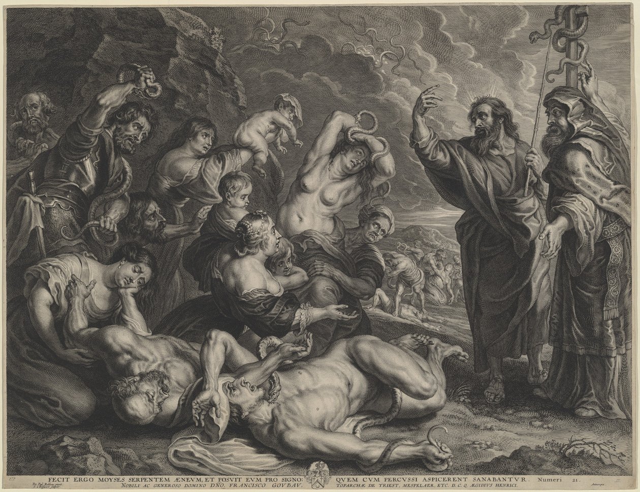 Moisés e a Serpente de Bronze de Boëtius Adams Bolswert, after Sir Peter Paul Rubens