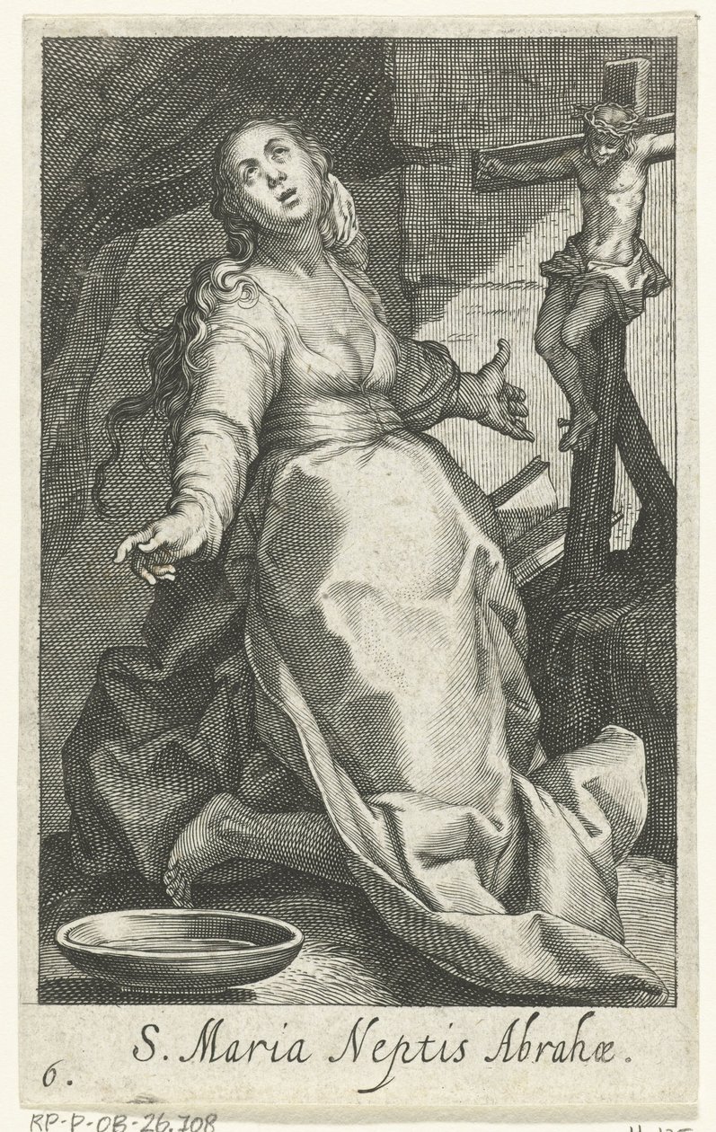 Heilige Maria als kluizenares Santa Maria Sobrinho de Abraão (título no objeto) Kluizenaressen (título da série) O Deserto Sagrado dos Ascetas (título da série) de Boëtius Adamsz. Bolswert