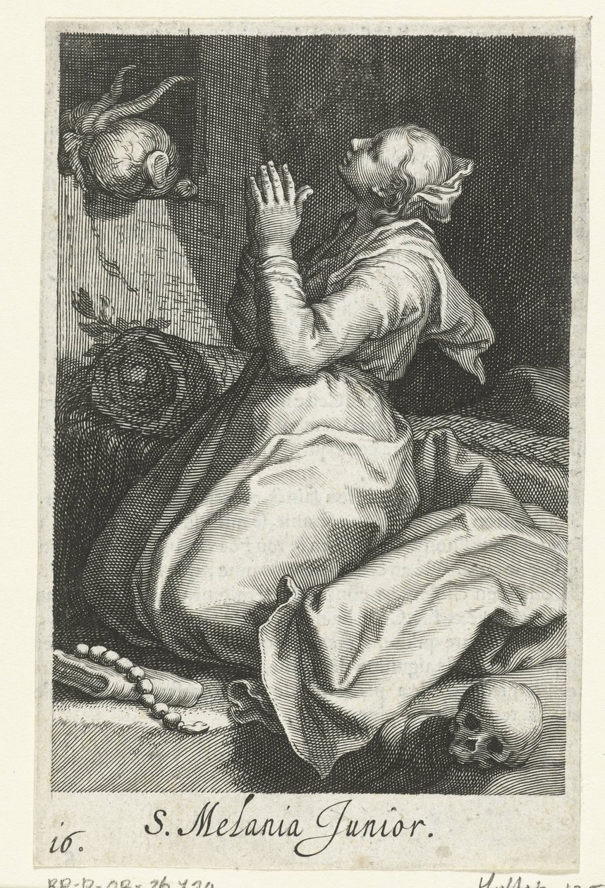 Santa Melania, a Jovem como Eremita S. Melania Junior (título no objeto) Hermitesses (título da série) Sacra Eremus Ascetriarum (título da série) de Boëtius Adamsz. Bolswert
