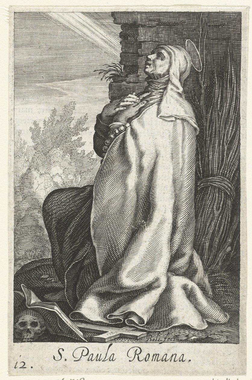 Santa Paula de Roma como eremita S. Paula Romana (título no objeto) Hermitesses (título da série) Sacra Eremus Ascetriarum (título da série) de Boëtius Adamsz. Bolswert