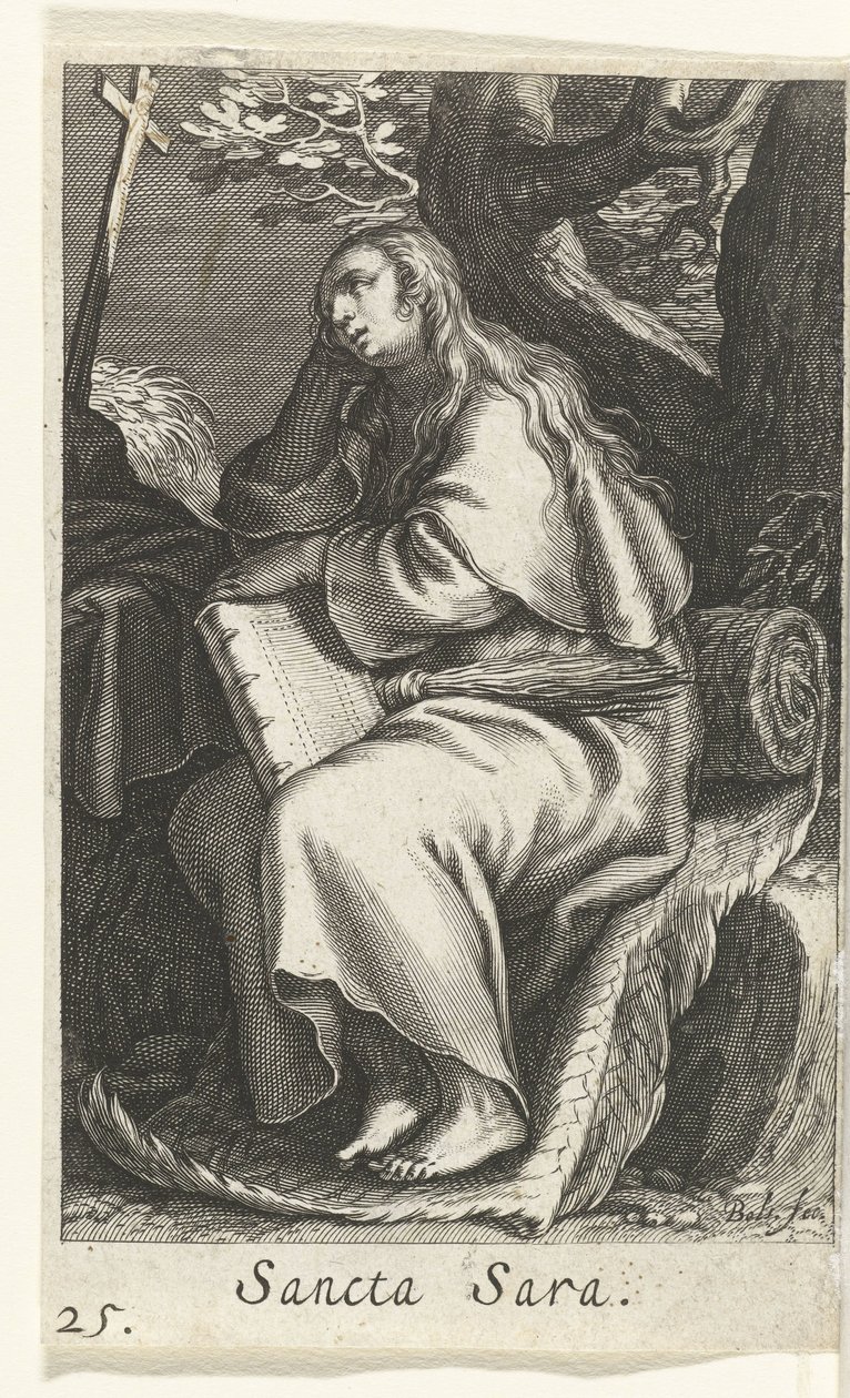 Santa Sara da Líbia Sancta Sara (título no objeto) Hermitesses (título da série) Sacra Eremus Ascetriarum (título da série) de Boëtius Adamsz. Bolswert