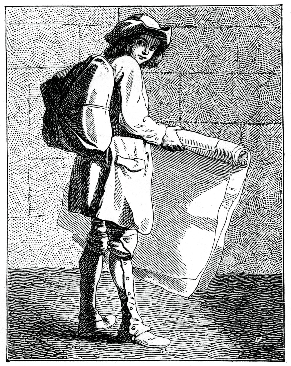 O Vendedor de Impressão, 1737-1742. de Bouchardon