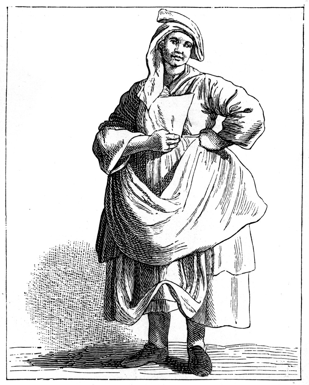 Mulher que trabalha com chapéus velhos, 1737-1742. de Bouchardon