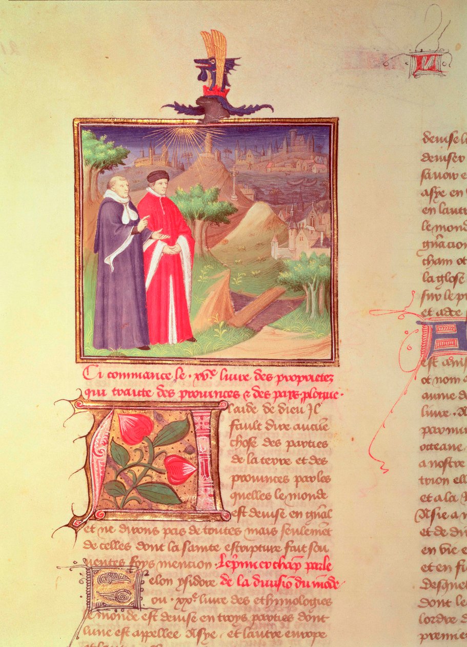 Sra. Fr 9141 fol.217v Scholar e Nobleman, de "Livro da Propriedade das Coisas" por Barthelemy o inglês, c.1405 de Boucicaut Master
