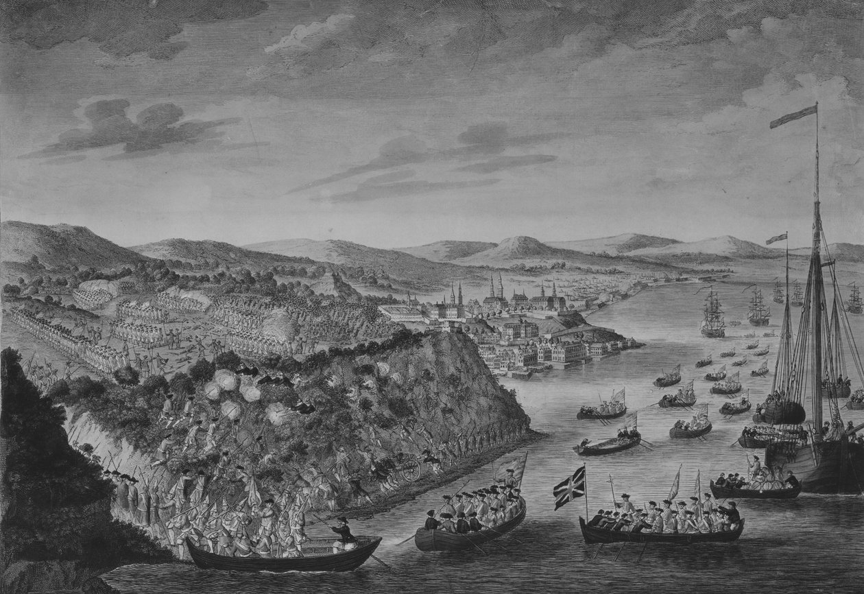 Uma visão da tomada de Quebec, 13 de setembro de 1759, c. 1760. de Bowles and Carver