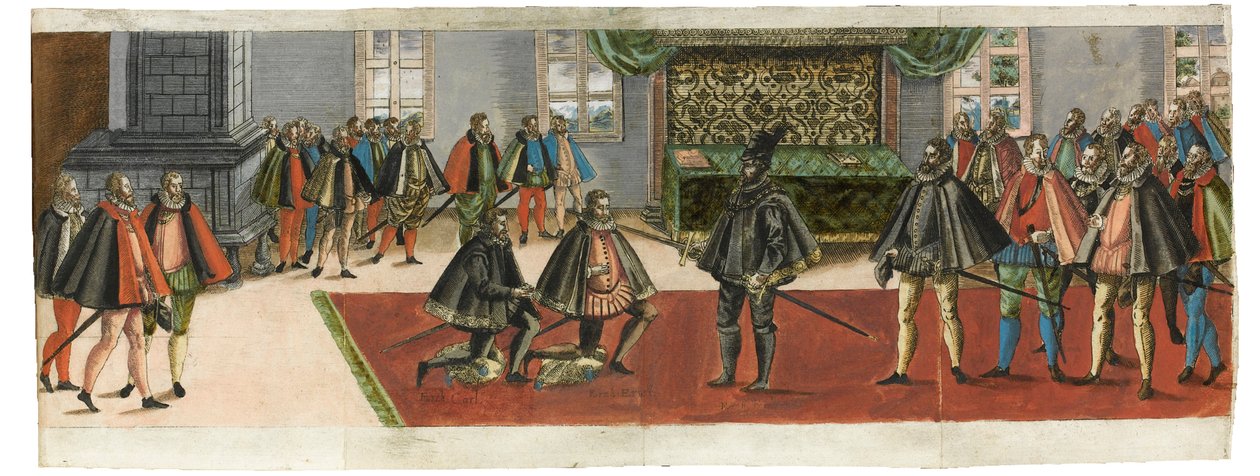 Um cavaleiro. Da Ordentliche Beschreibung mit era stattlichen Ceremonien..., 1587. de Boys