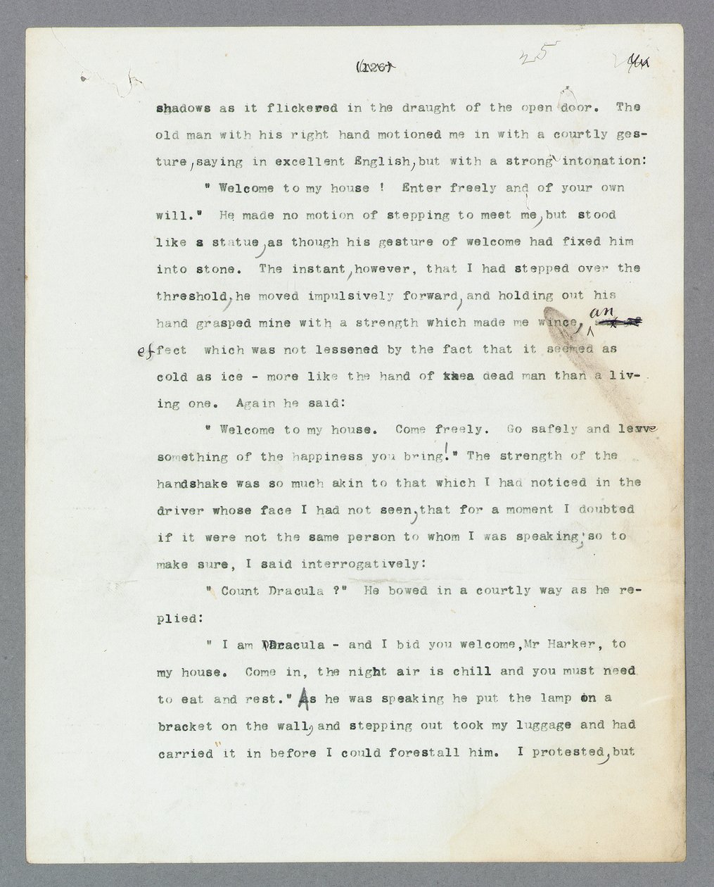 Manuscrito digitado original de Bram Stoker de &39;Drácula&39; (impressão) de Bram Stoker