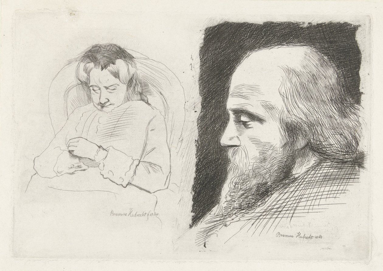Mulher sentada e retrato de um homem de Bramine Hubrecht