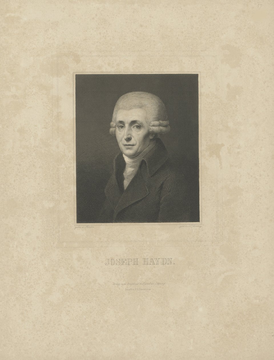 Retrato do compositor Joseph Haydn 1732-1809, c. 1827 de Breitkopf and Härtel