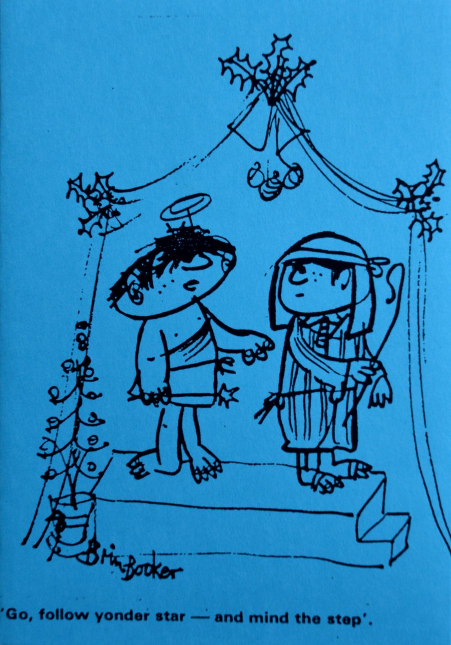 Go Follow Yonder Star (caneta e tinta em papel azul) de Brenda Brin Booker