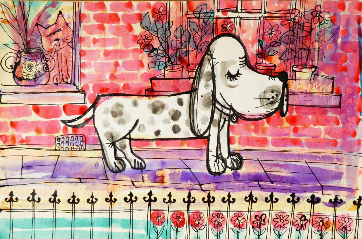 Dog (cor de poster acrílico e tintas coloridas) de Brenda Brin Booker