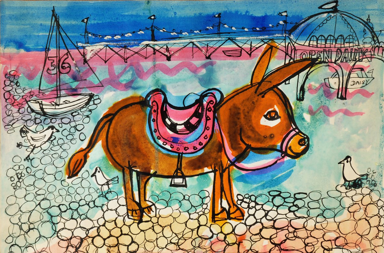 Burro (cor de poster acrílico e tintas coloridas) de Brenda Brin Booker