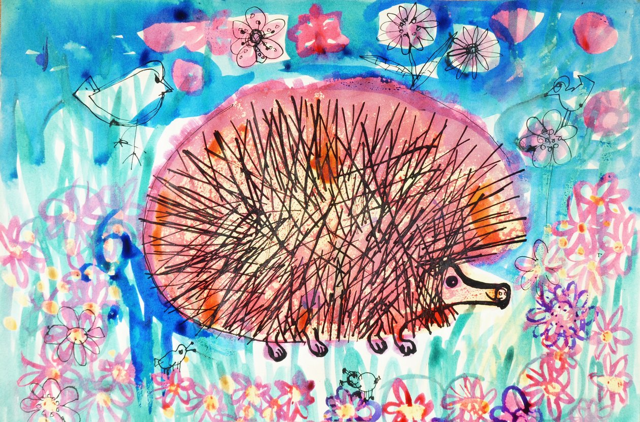 Ouriço (cor de poster acrílico e tintas coloridas) de Brenda Brin Booker