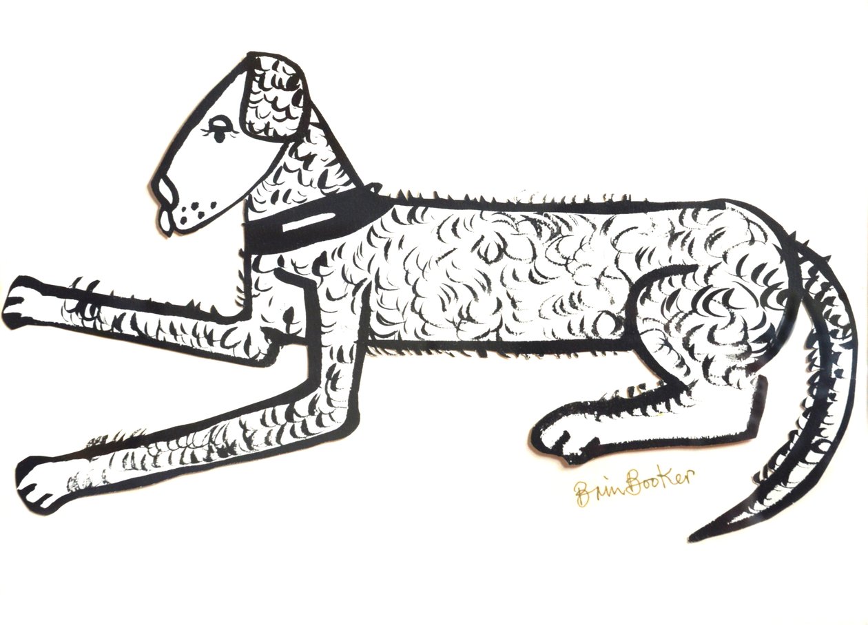 Hound Dog (pincel e tinta no papel) de Brenda Brin Booker