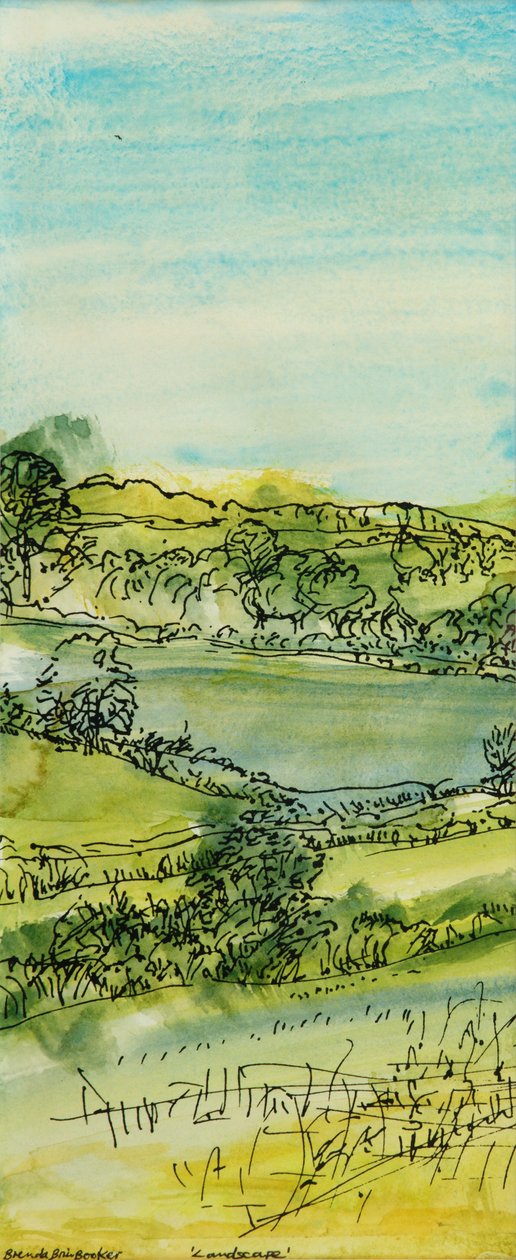 Paisagem (caneta e tinta com wc no papel) de Brenda Brin Booker