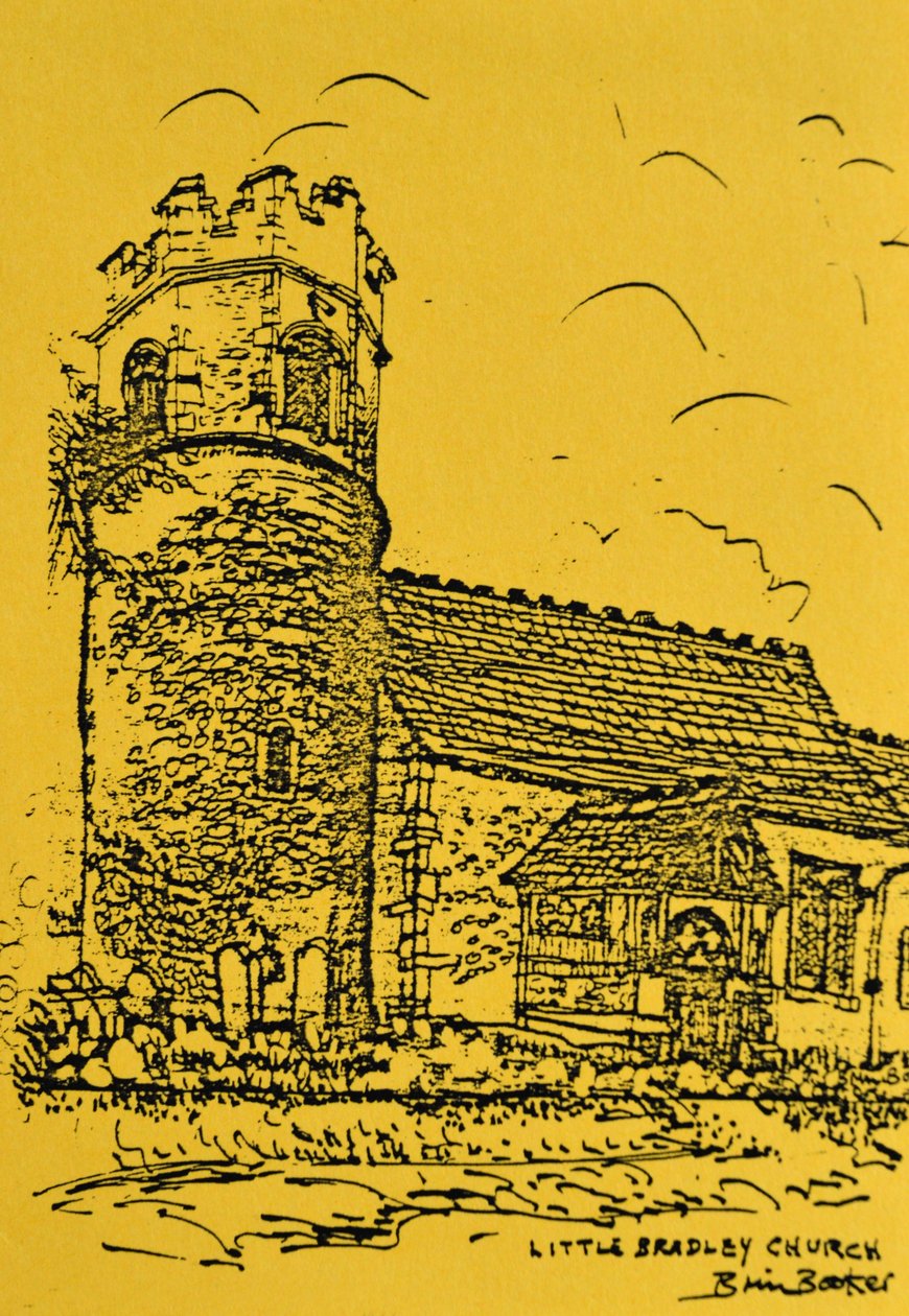 Igreja Little Bradley, Suffolk (tinta em papel amarelo) de Brenda Brin Booker